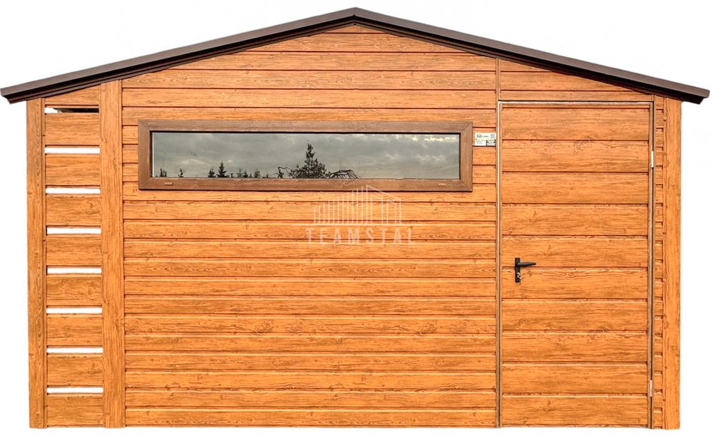 Schowek domek ogrodowy 3,5x3m + wiata 0,5m drzwi okno dach TS962