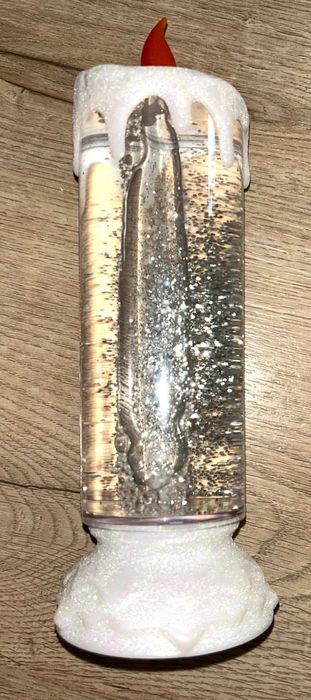 Duża świeca LED 24cm zmieniająca kolor, brokatowa, ozdoba świąteczna