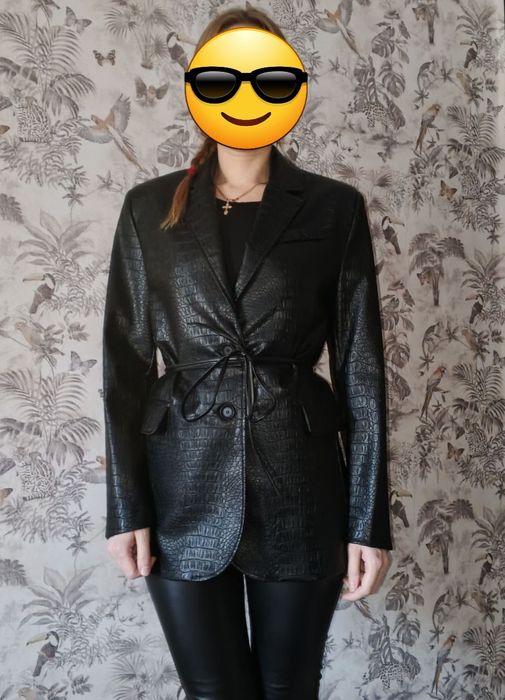 Новий трендовий шкіряний піджак з тисненням пітон від бренду  your_own