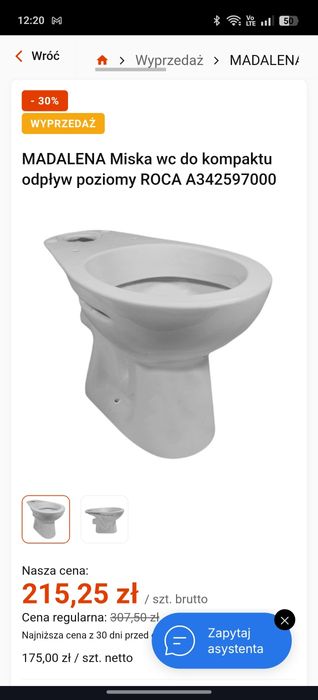 Miska plus zbiornik WC Roca Magdalena