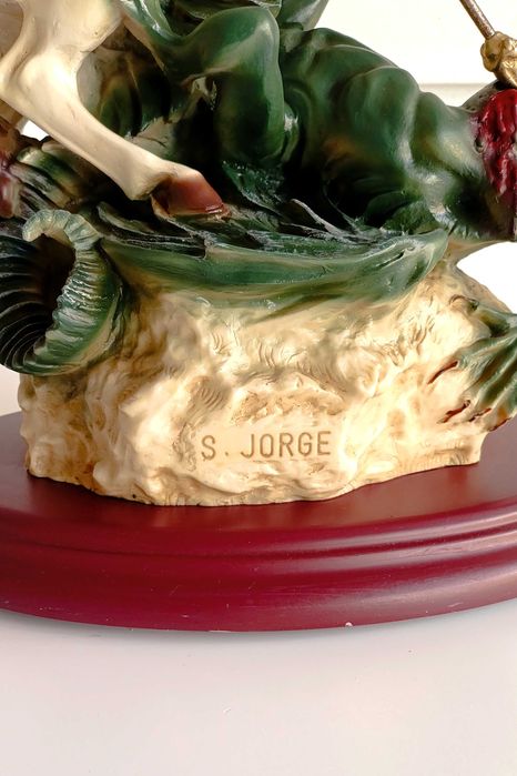 Estátua de São Jorge e o Dragão - Pintado à Mão