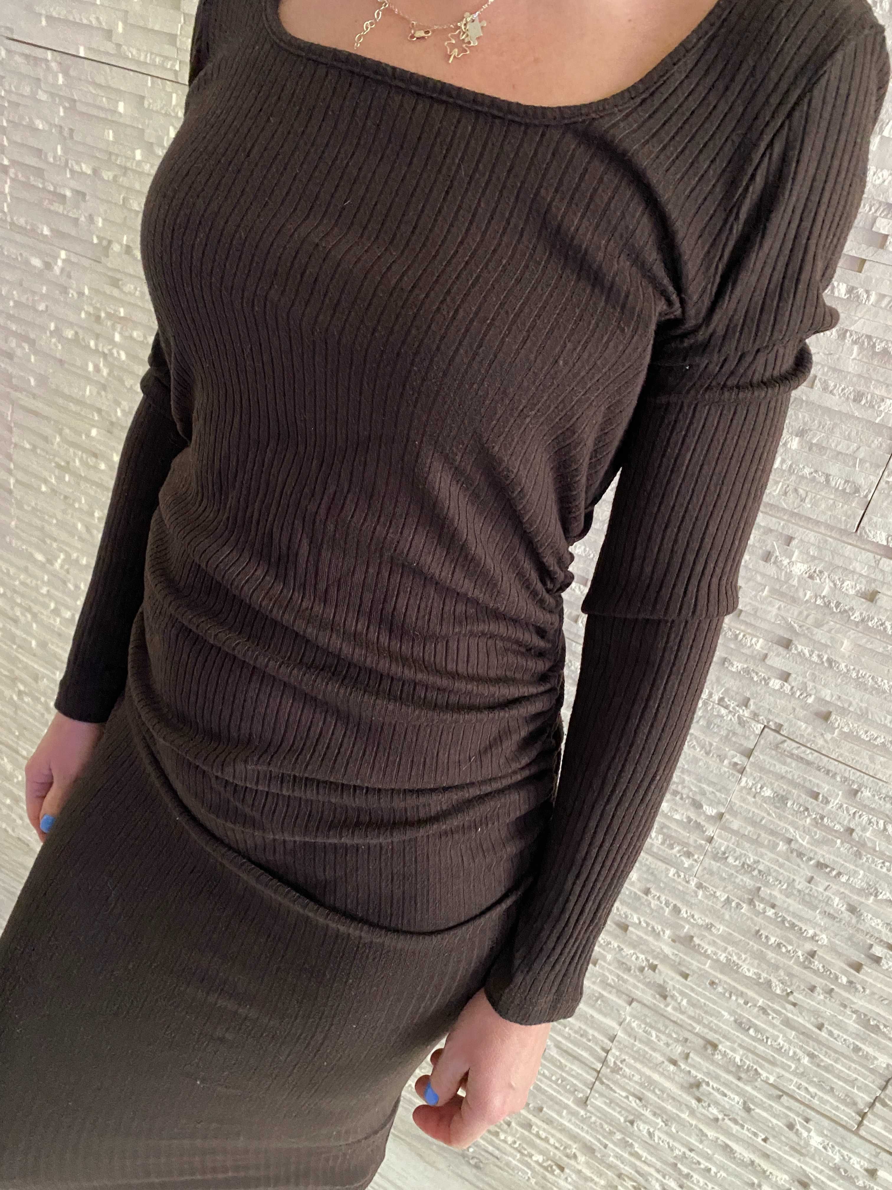 Project Runway lemonada sukienka prążek czekoladowa M