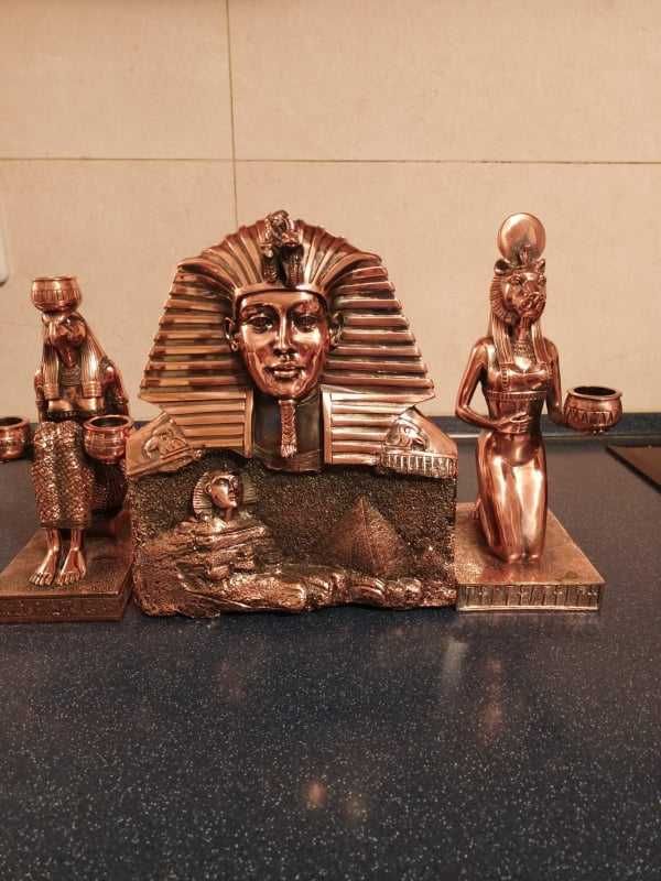 Статуэтки Египетсих Богов и Фараонов.Гор и Сехмет. Тутанхамон.