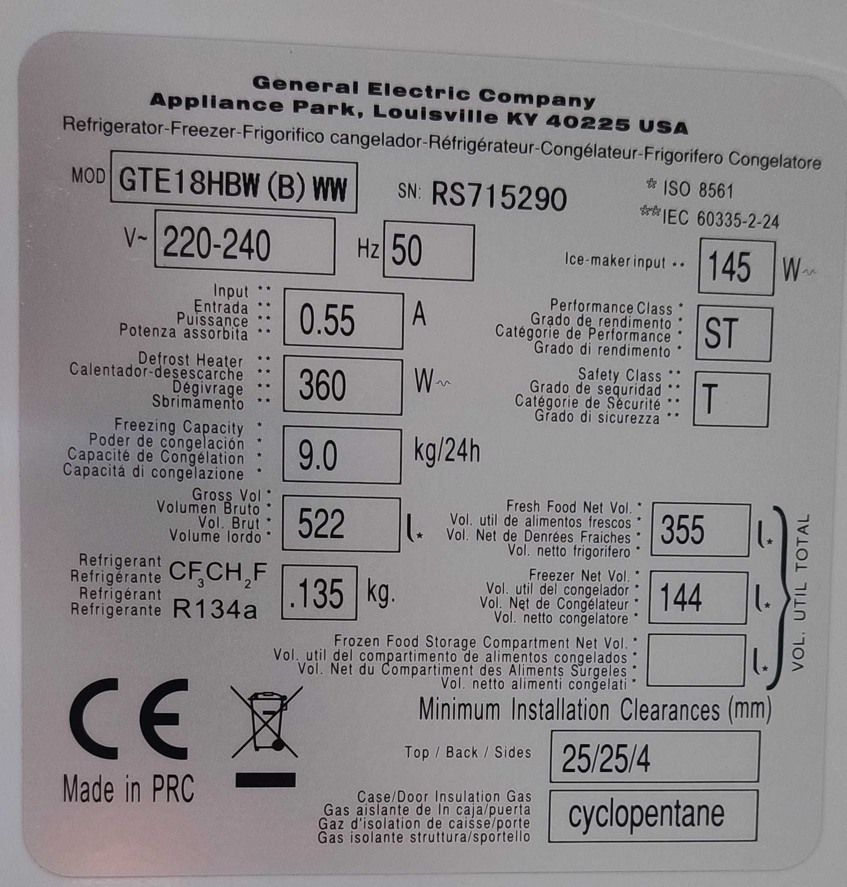 Холодильник двокамерний General Electric GTE18HBW