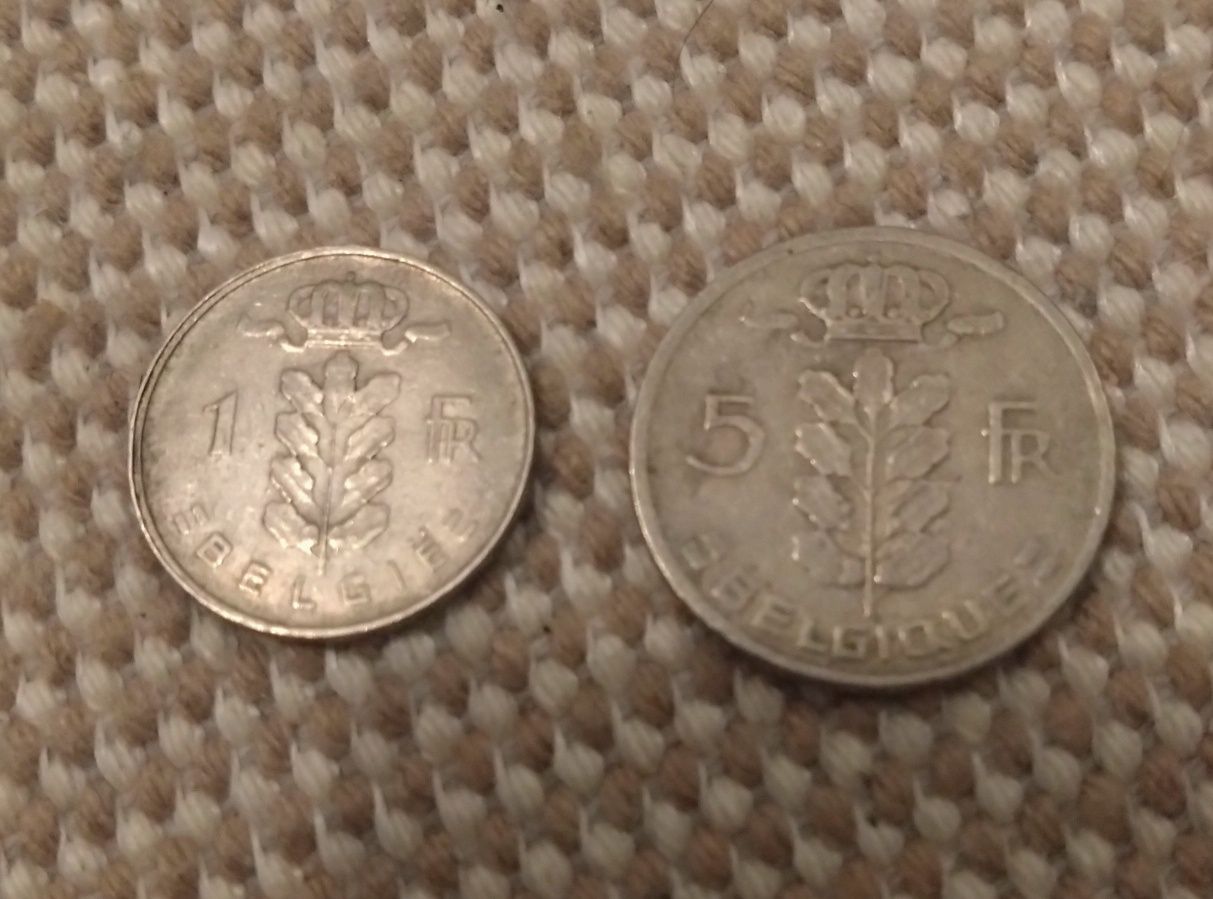 Belgia 1 frank i 5 franków.