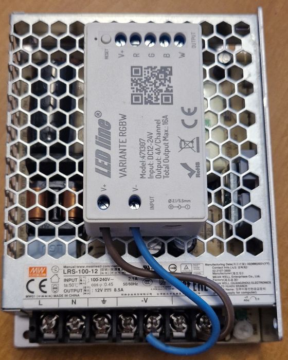 Zasilacz LED Mean Well RSP-200-12, Kontroler Tuya 471307, wzmacniacz