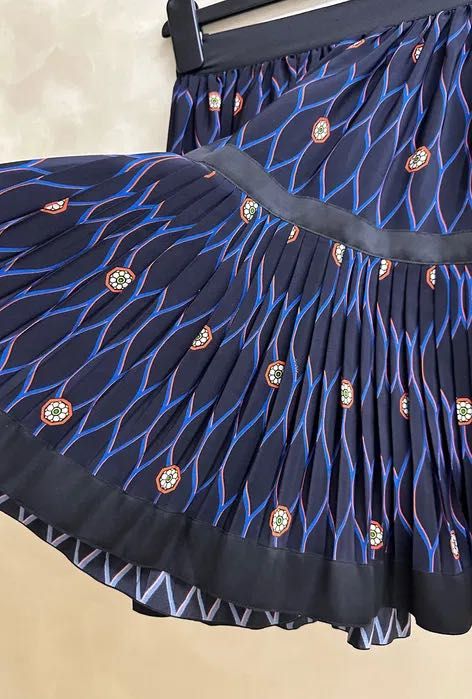 Шовкова міні спідниця синя KENZO & H&M літня юбка пышная летняя шелк М