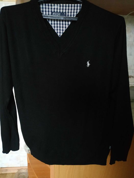 Чорний светр джемпер для підлітка polo ralph lauren бавовна 100% XL