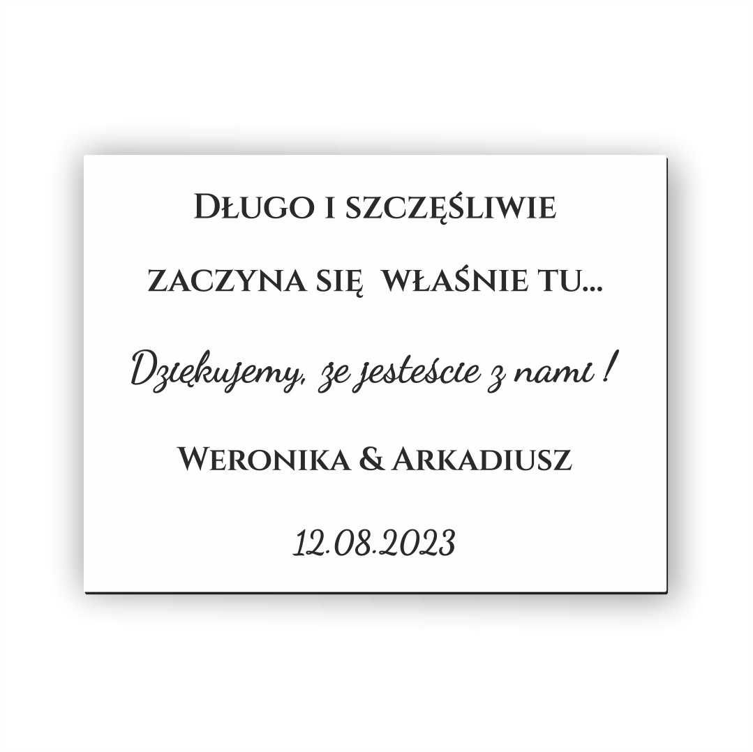 Długo i szczęśliwie zaczyna się właśnie tu - Personalizacja 60x40cm