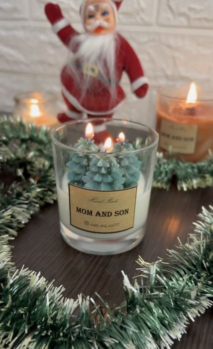 Свічка із соєвого воску у склянці "ЯЛИНКИ У СКЛЯНЦІ" 250мл