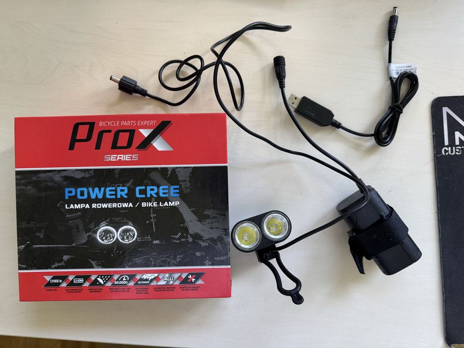 Lampka Rowerowa Prox Avior 2 komplet aku lion Lampa Latarka