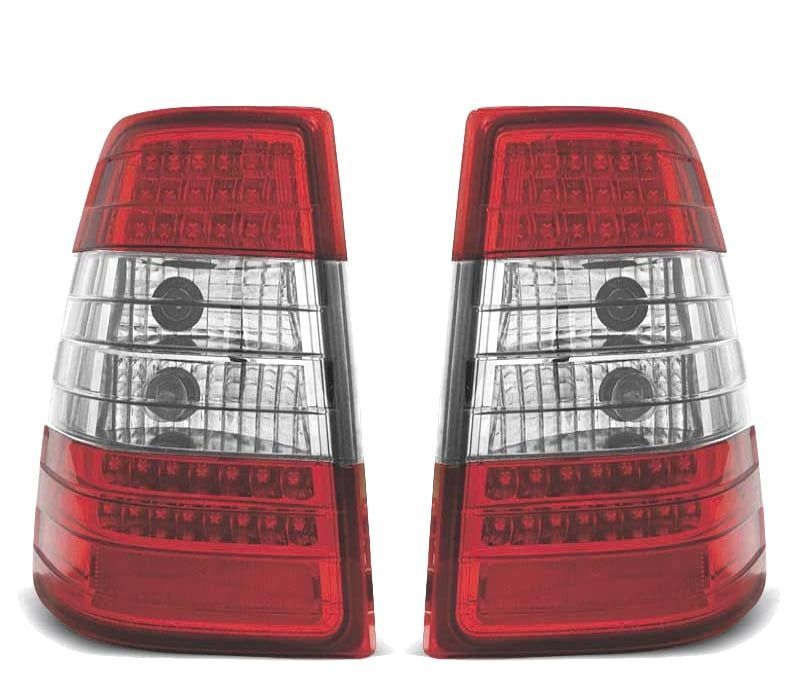 FAROLINS TRASEIROS LED MERCEDES E W124 KOMBI 85-95 VERMELHO CROMADO