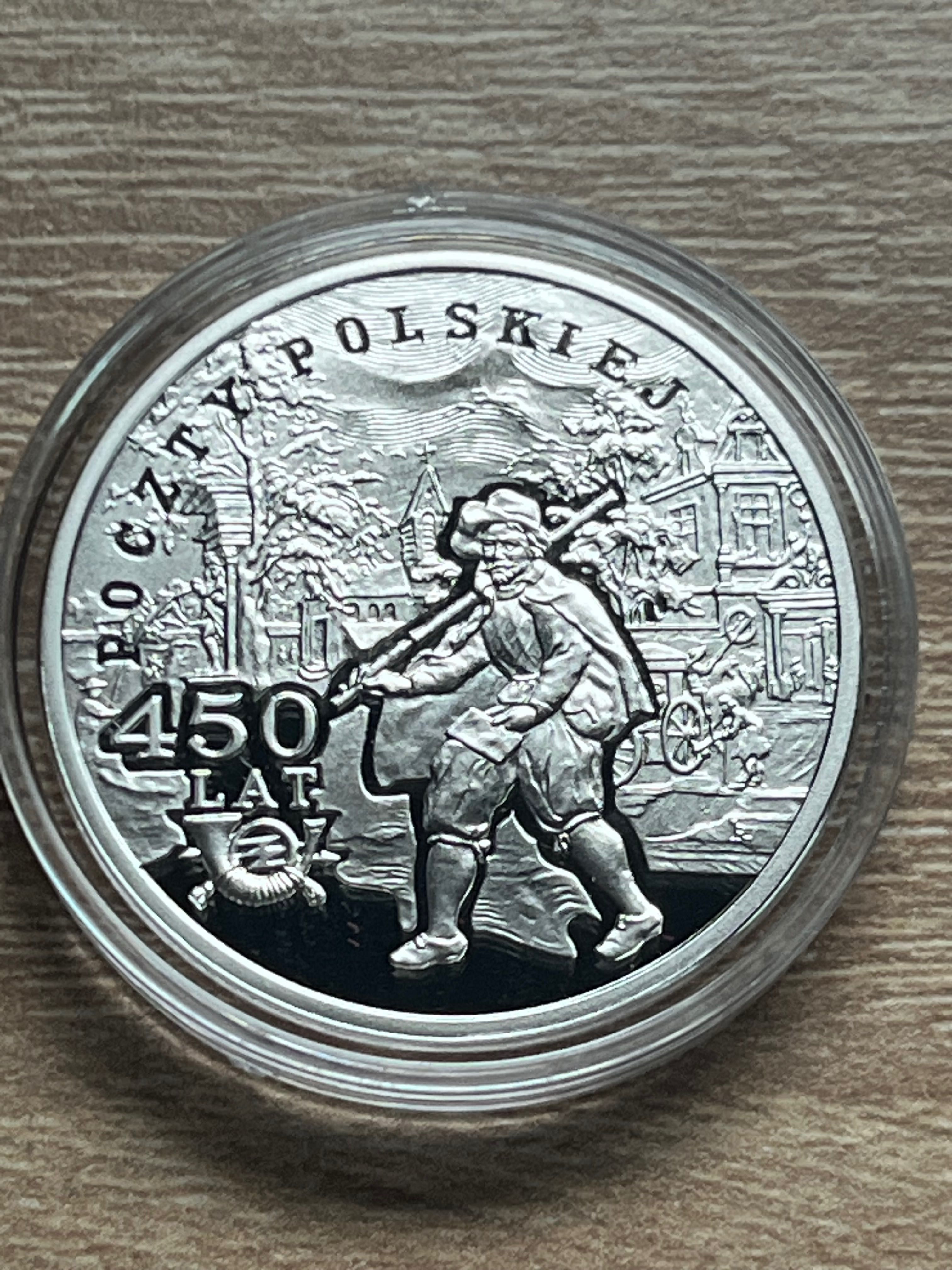 Moneta Srebrna 10 zł 450 lecie poczty polskiej
