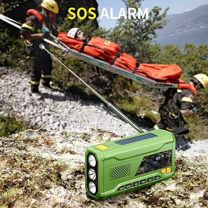 Radio Przenośne Solarne Dynamo BT/DAB+/FM/AM Radioodbiornik SOS USB-C!