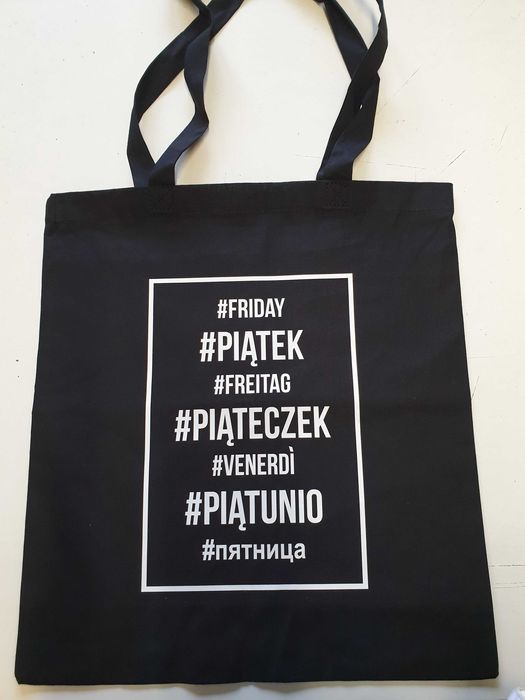 torba czarna materiałowa na ramię płócienna piątek friday na zakupy