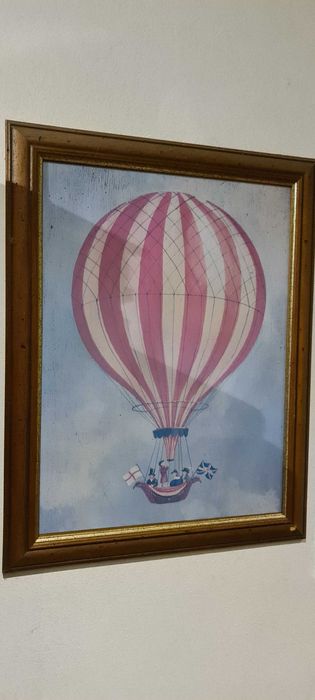 Quadro Antigo Balão de ar quente