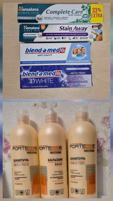 Шампунь, гель для душа, зубная паста