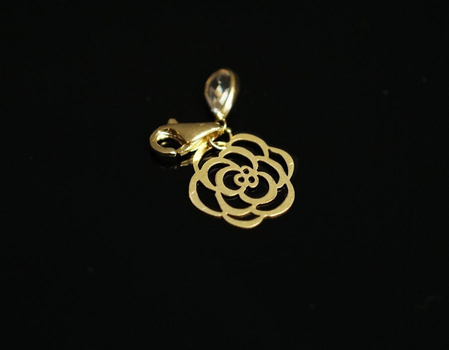 Złoto 585 - złota zawieszka charms ażurowy kwiat