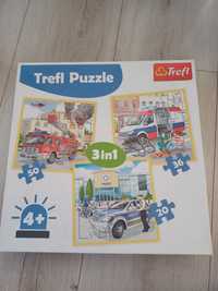 Puzzle Trefl 3 układanki straż pożarna policja karetka