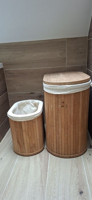 Zestaw pojemnikow bambusowych na pranie