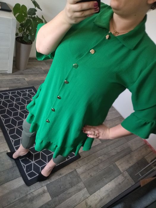 Sukienka/tunika  asymetryczna  oversize zielona