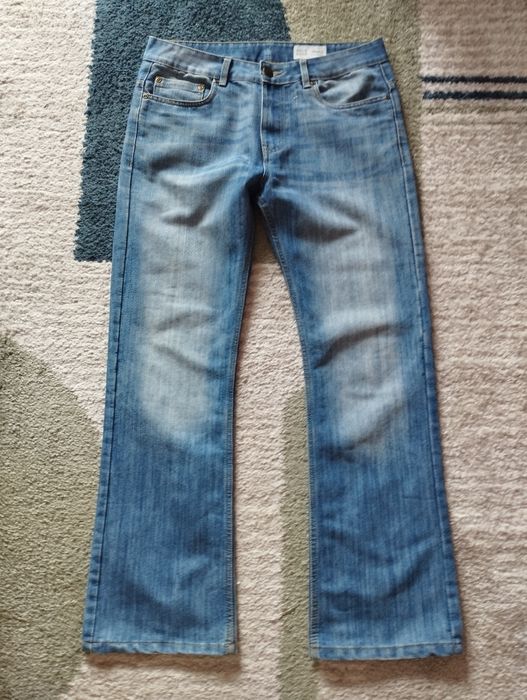 Dżinsy jeansy proste przecierane denim co