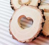 Drewniane serce na stół ślub plaster z drewna brzoza pieńki pokoik