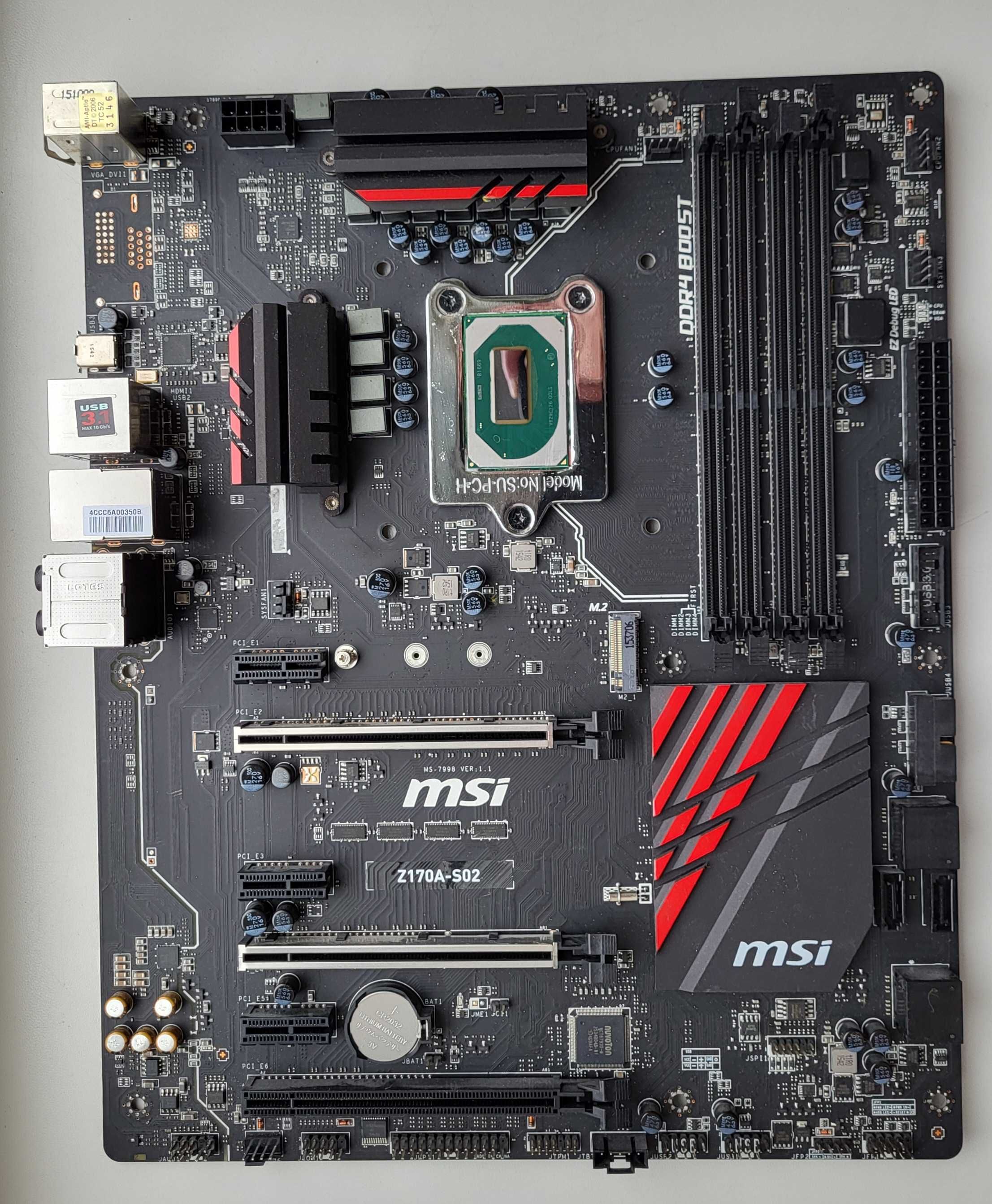 Комплект  MSI Z170A-S02 + Intel i9 9900k(мутант  QQLS) + DDR4 16Gb