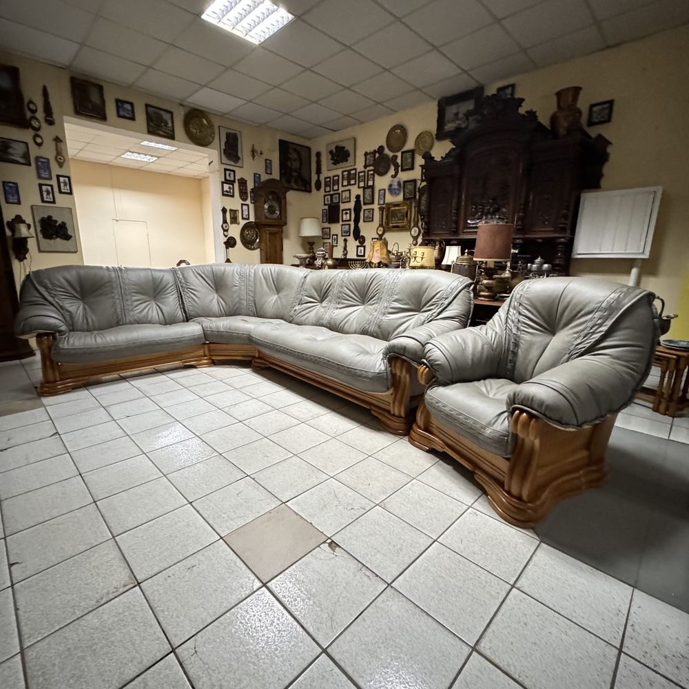 НОВЫЙ Кожаный уголок комплект шкіряний диван мебель из Голландии
