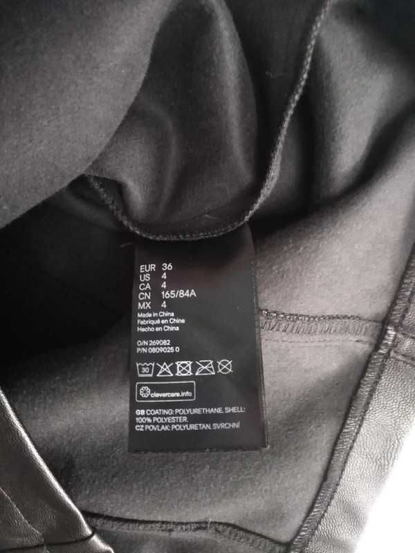 Sukienka skóra ekoskóra H&M 36 S XS 34 matowa woskowana czarna