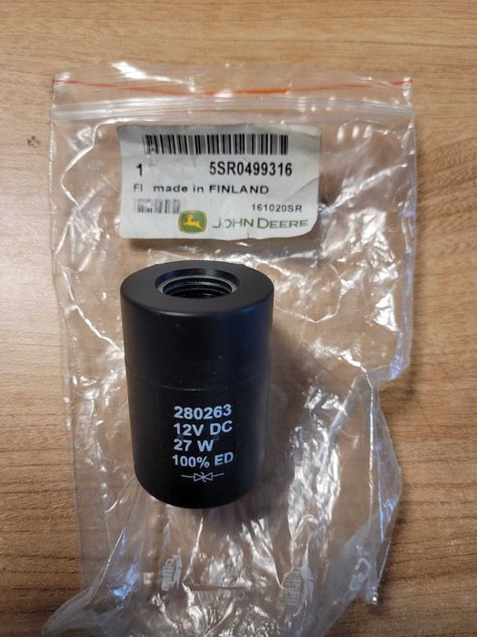 Cewka elektrozaworu John Deere 12V DC 27W – Nowa, oryginalna