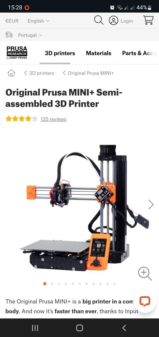Prusa Mini + kit com sensor filamento e 2 beds