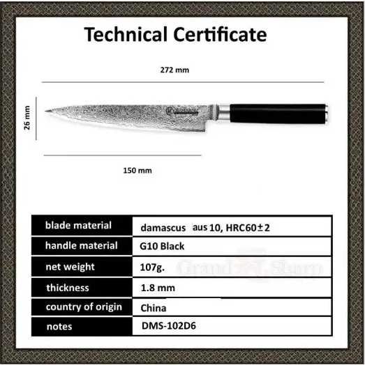 Ніж з японської сталі AUS-10 67 шарів (Дамаська сталь) Grandsharp