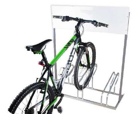 Stojak rowerowy TOP 3-1 stronny skręcany z szyldem reklamowym, ocynk