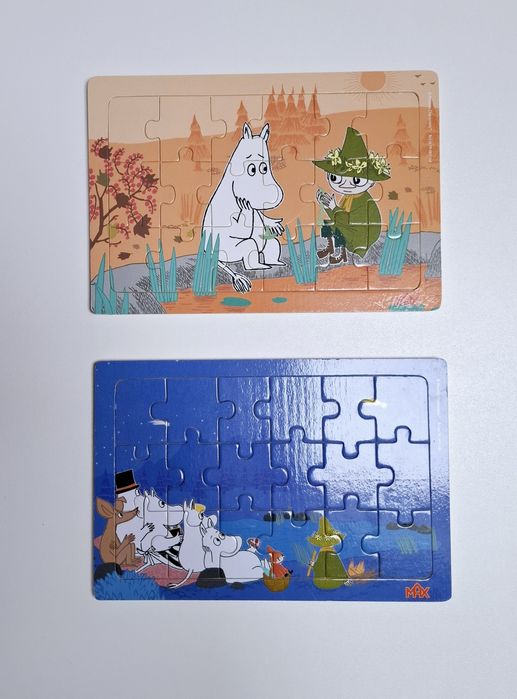 2x Puzzle drewniane ramkowe Max Moomin 3+ Muminki 15 elementów