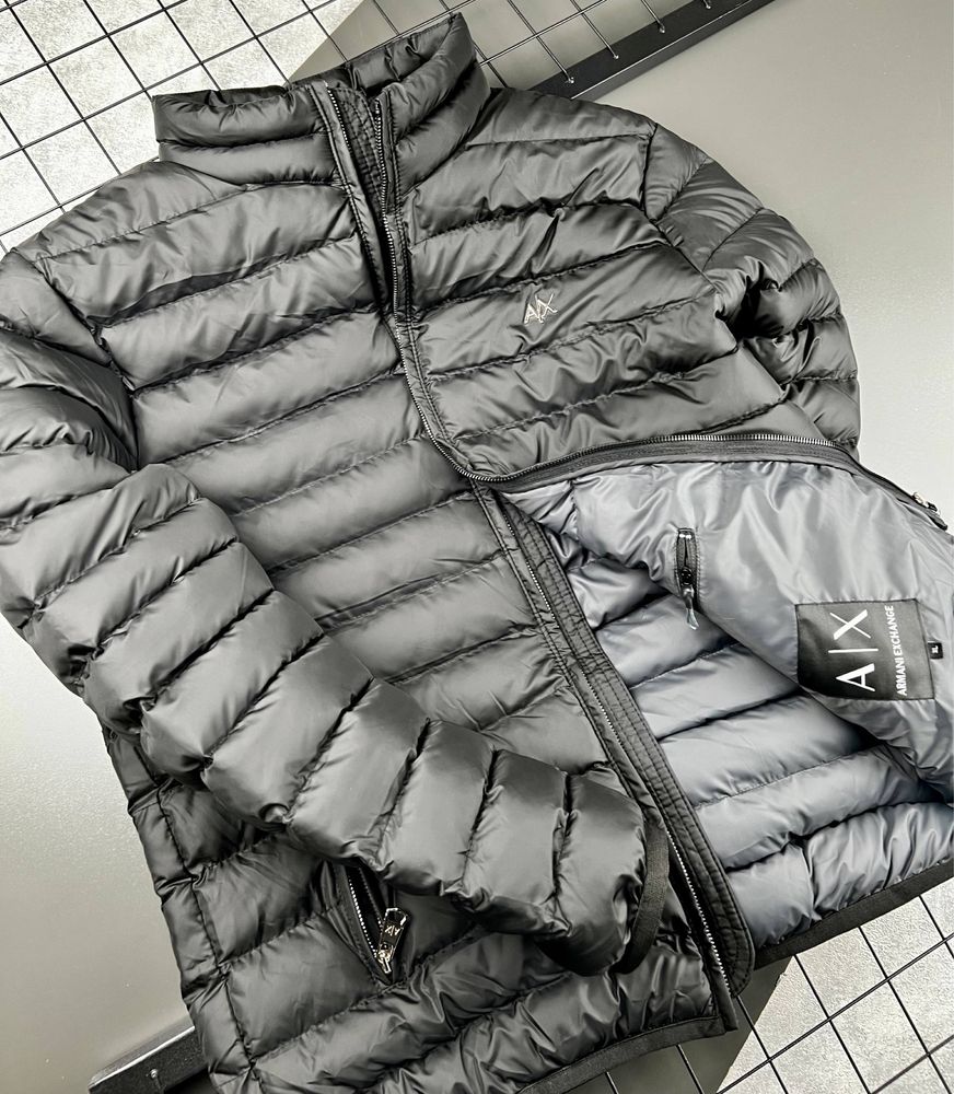 Куртка Armani Exchange чорна чоловіча, куртка армані чорна чоловіча
