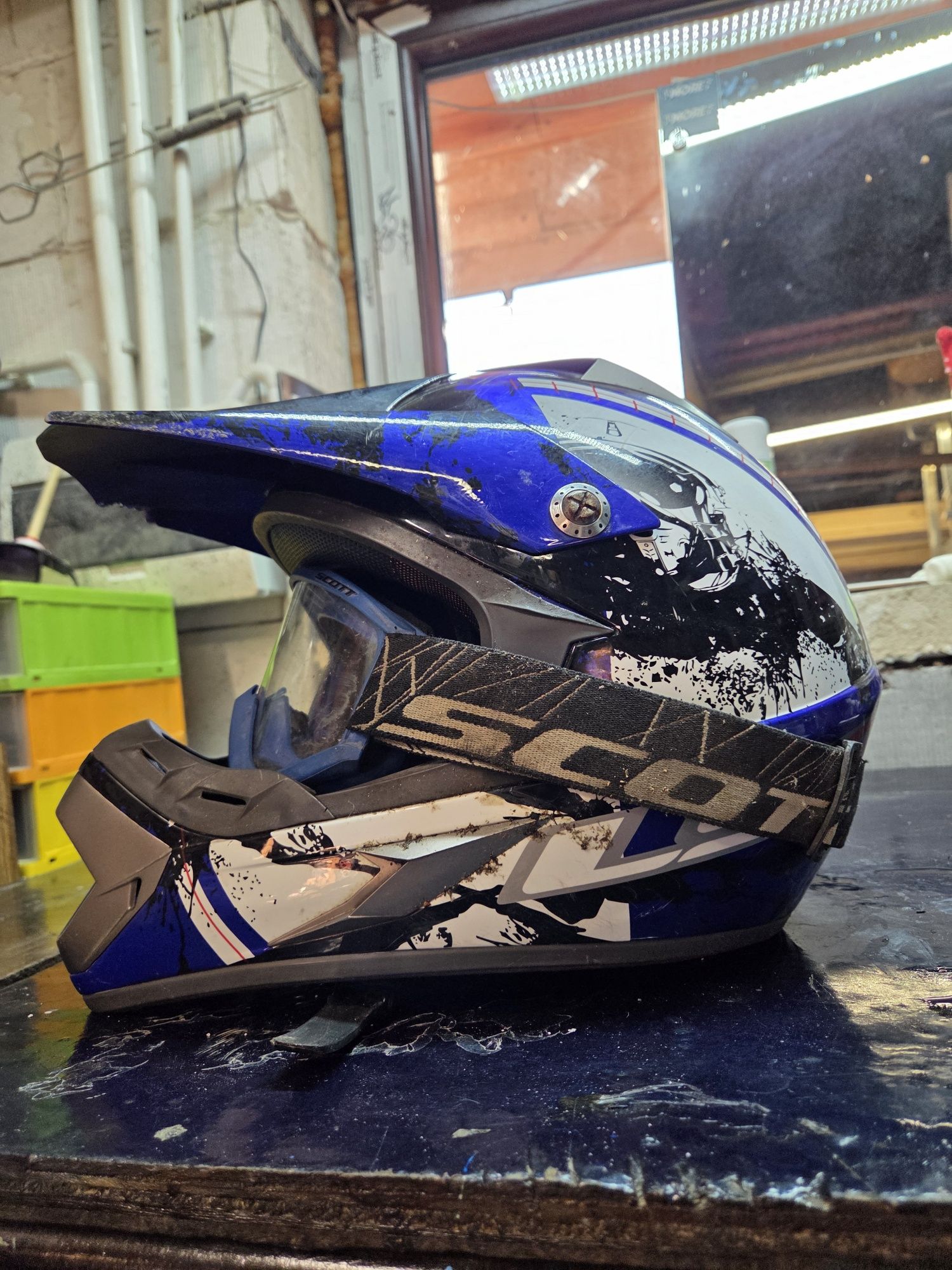 Kask LS2 MX433 QUAKE Rozmiar S enduro gogle SCOTT