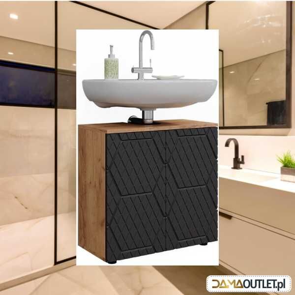 SZAFKA pod umywalkę komoda dąb grafitowy romb DUŻY wybór DaMaOutlet.pl