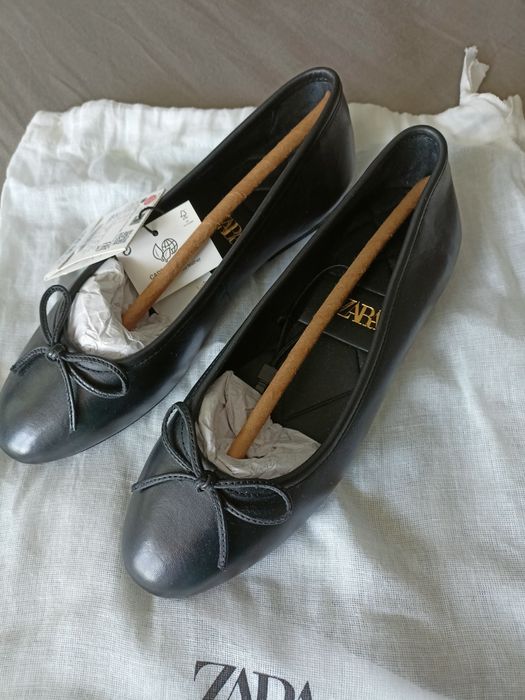 ZARA czarne balerinki, skóra, r. 35 w cenie zakupu!
