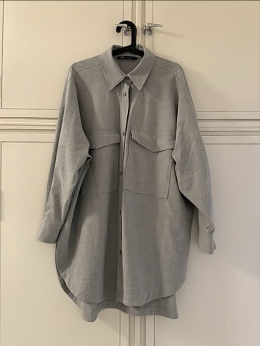 Сорочка Zara оверсайз сіра, рубашка