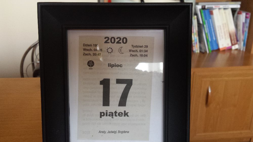 kartka z kalendarza 2020