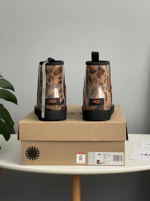 Женские сапоги UGG Classic Clear Mini Boot Leopard 36-41 Натур Овчина!