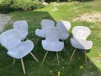 6 krzeseł welurowych szare, drewniane nóżki