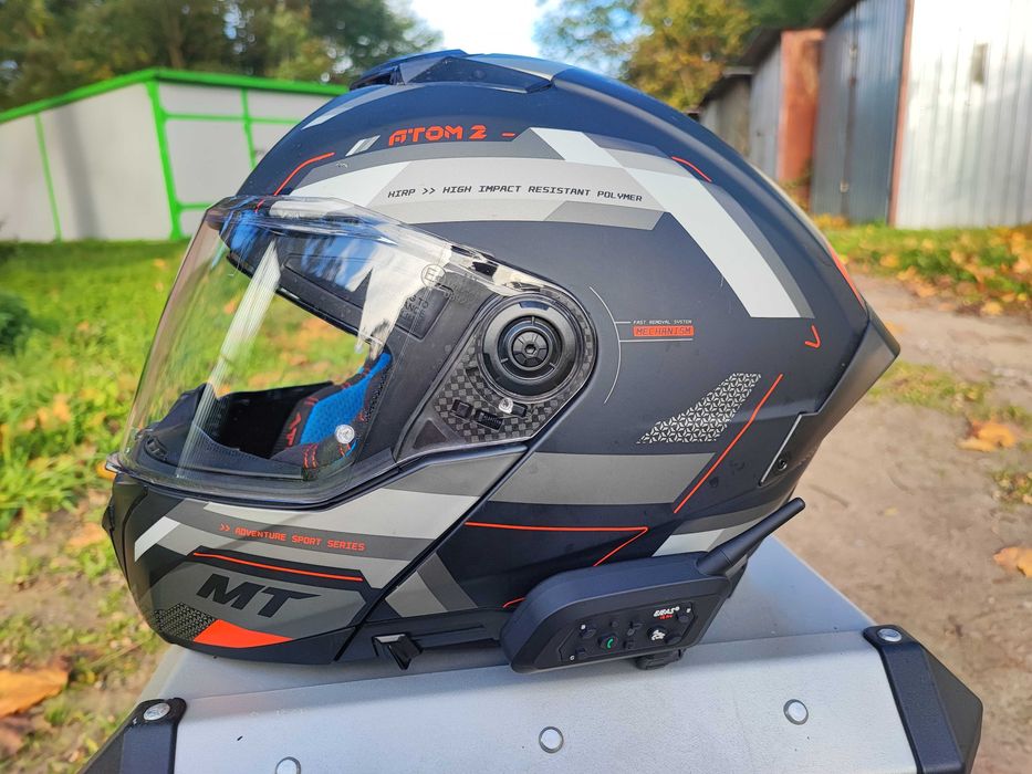 Kask motocyklowy szczękowy MT ATOM 2 SV BAST BLACK/GREY  XXL