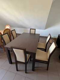 Stół ciemny i 6 krzeseł - BRW