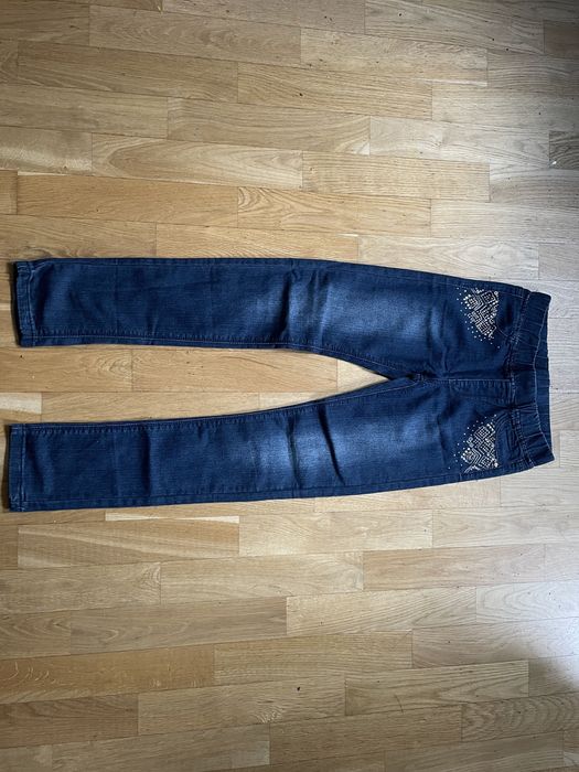 Spodnie dżinsowe na gumce jeansy z kryształkami 158 14 lat