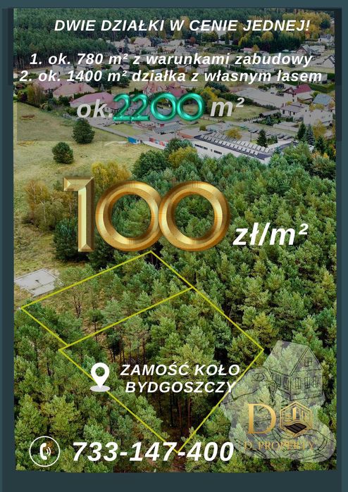 Nieruchomość z własnym lasem – Zamość k. Bydgoszczy 2200m2 (100 zł/m2)