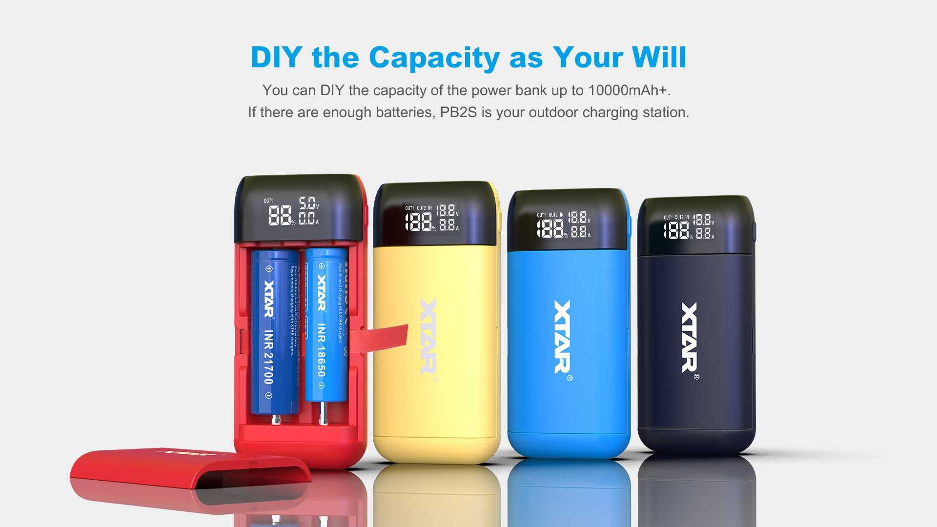 Ładowarka 2 kanałowa z funkcją Power Bank Xtar - PB2S Black