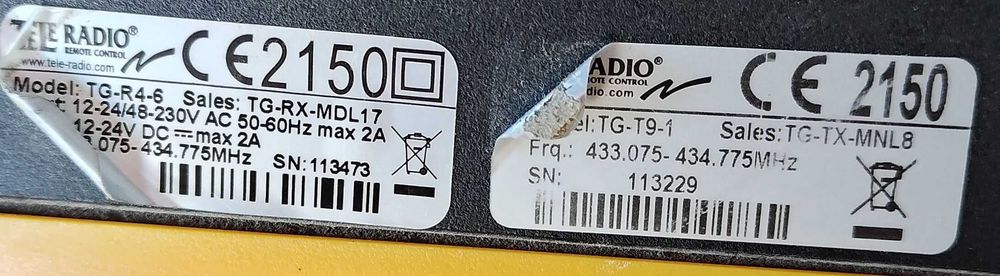 Sterowanie radiowe Tele Radio Tiger G2 12V-24V-220V 16 kanałów
