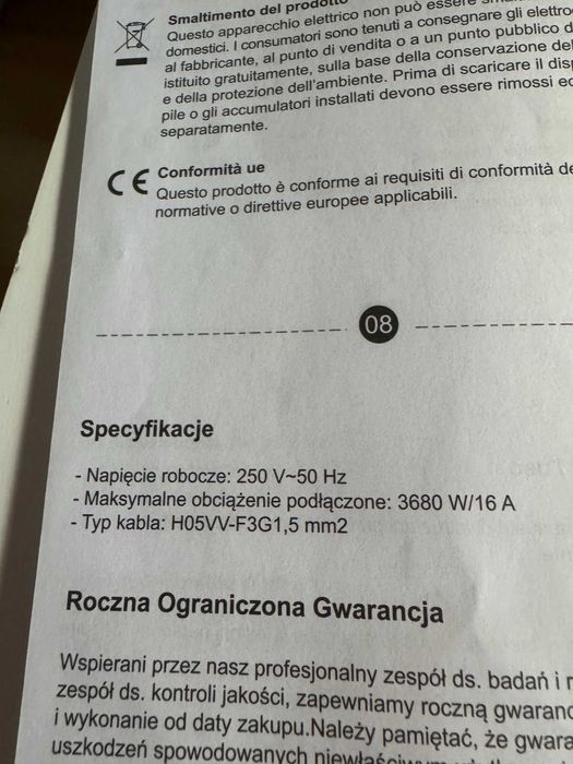 Dewenwils listwa zasilająca przedłużacz z 6 gniazdami kabel 2 metry